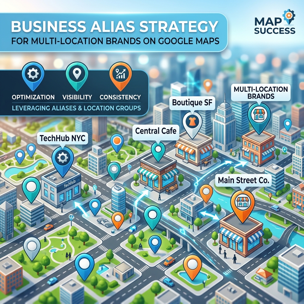 Multi-location business skyline representing distributed GBP locations
