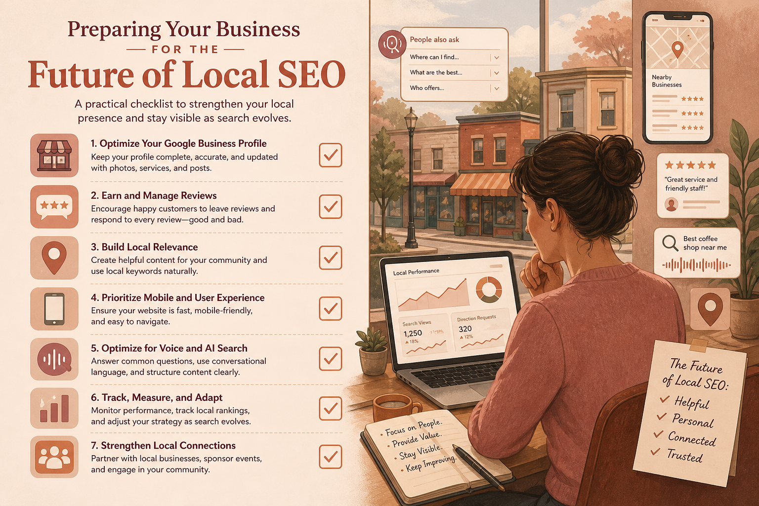 Checklist for preparing a local business for AI-mediated search without chasing hype