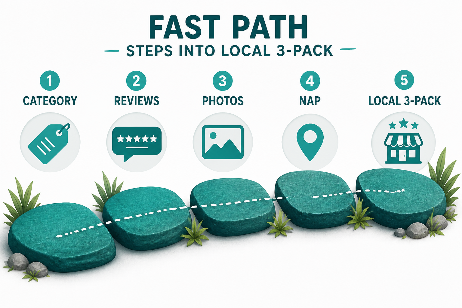 Ordered checklist of steps to rank faster in the local 3-pack