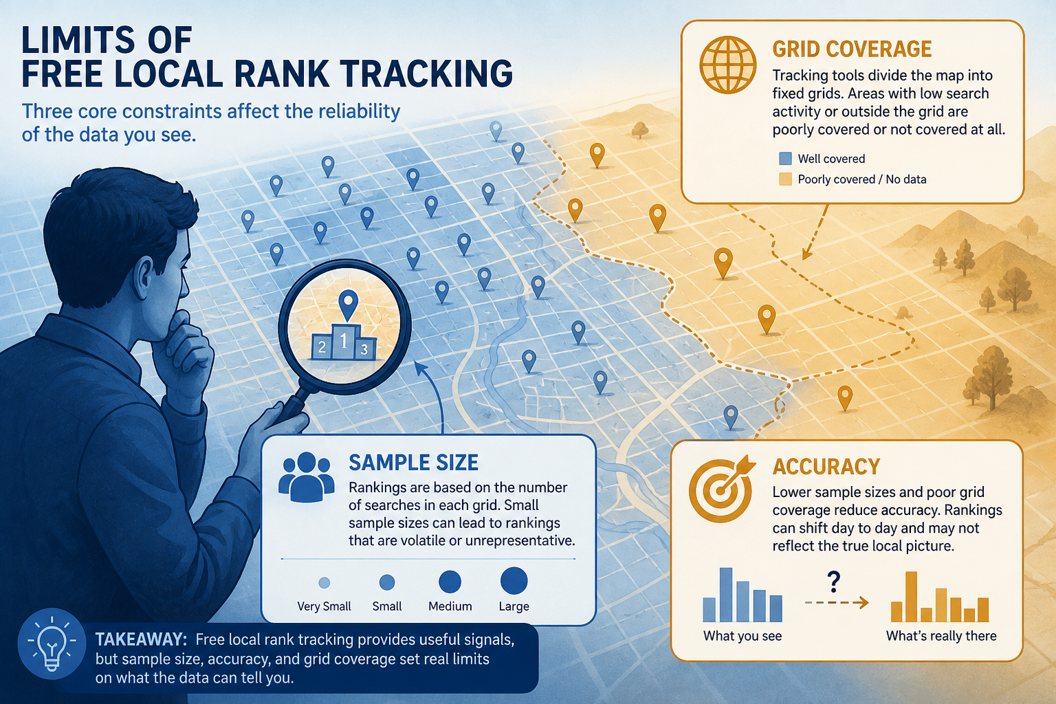 Illustration of the honest limits of free local rank tracking tools