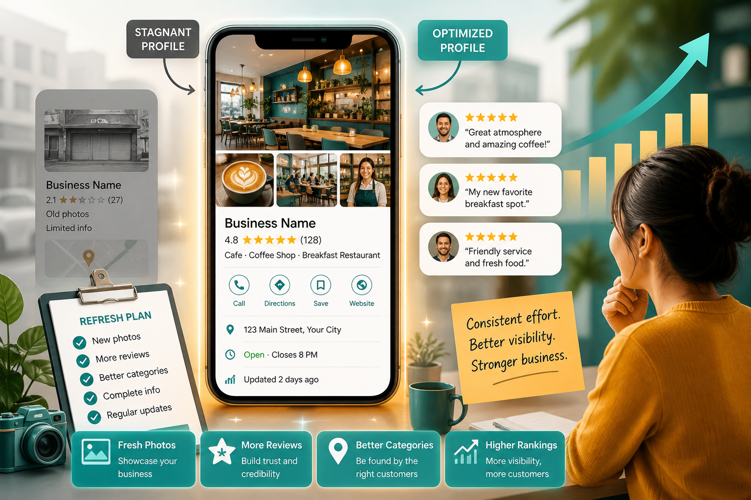 Established business owner refreshing their Google Business Profile to compete with newer listings