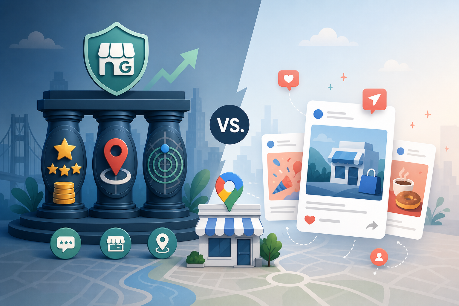 Infographic comparing strong GBP ranking factors with Google Posts engagement signals