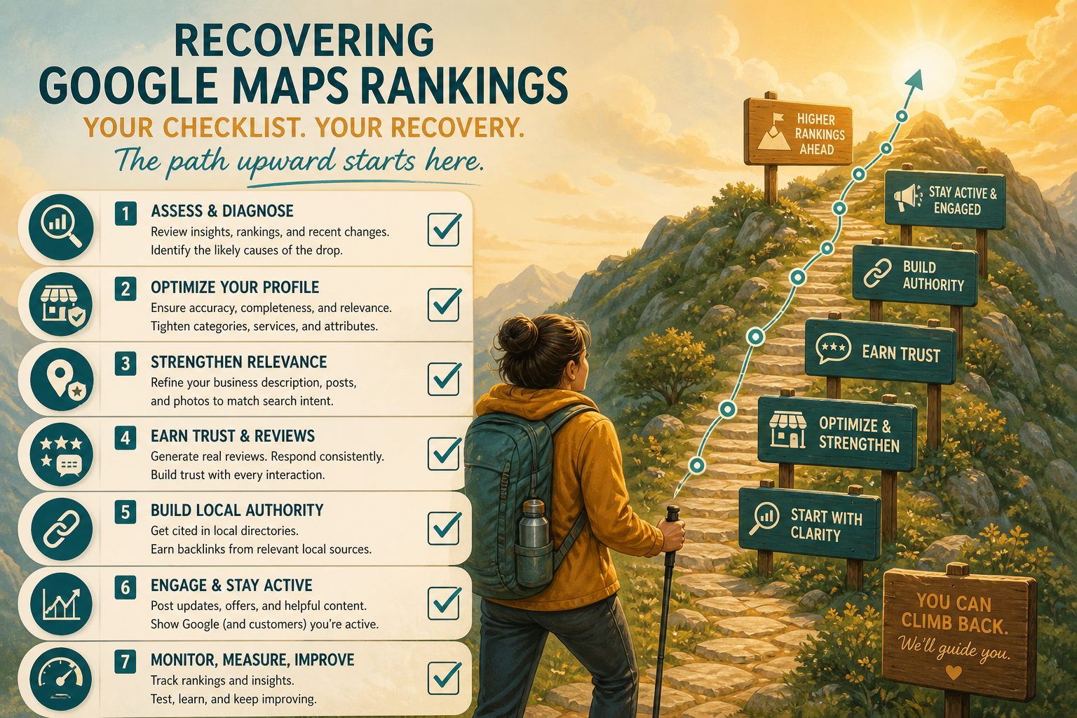 Google Business Profile ranking recovery chart trending back upward