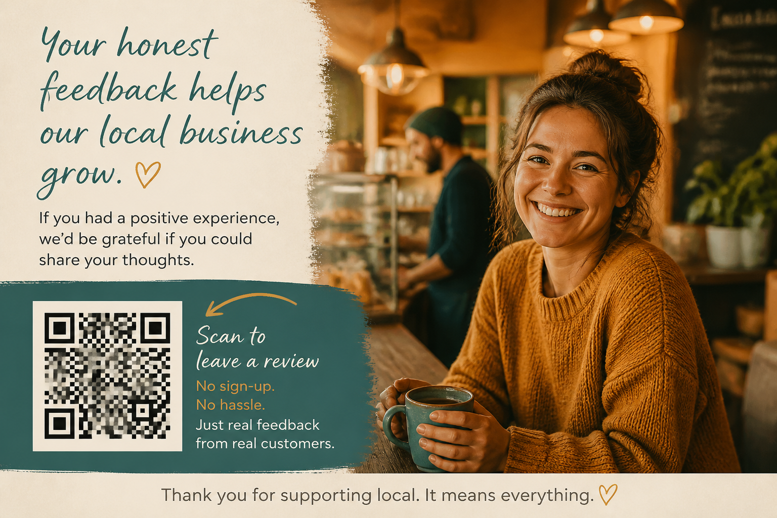 Ethical review request process at a small business checkout counter