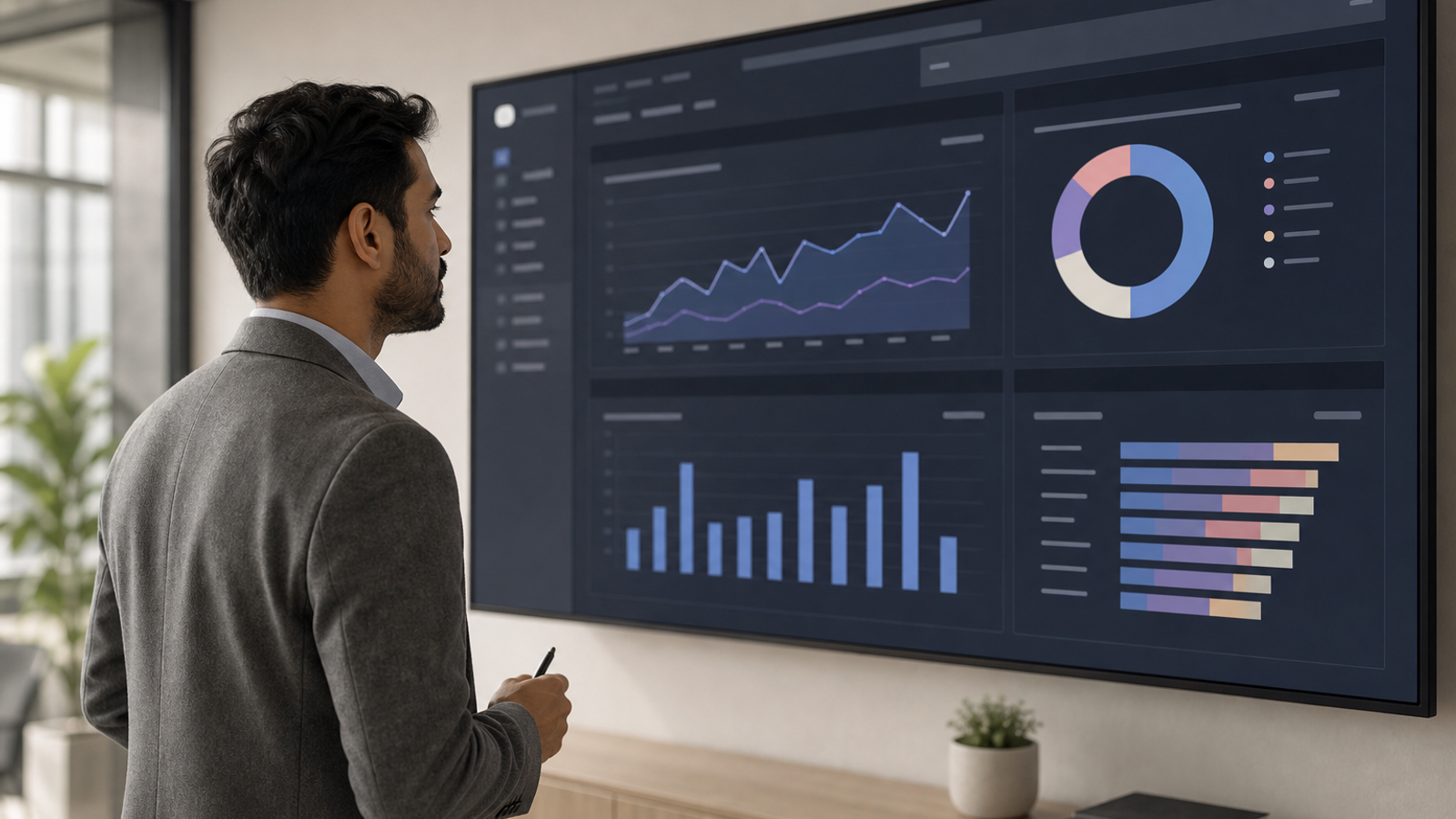 Analyst reviewing GBP statistics for a local visibility case study