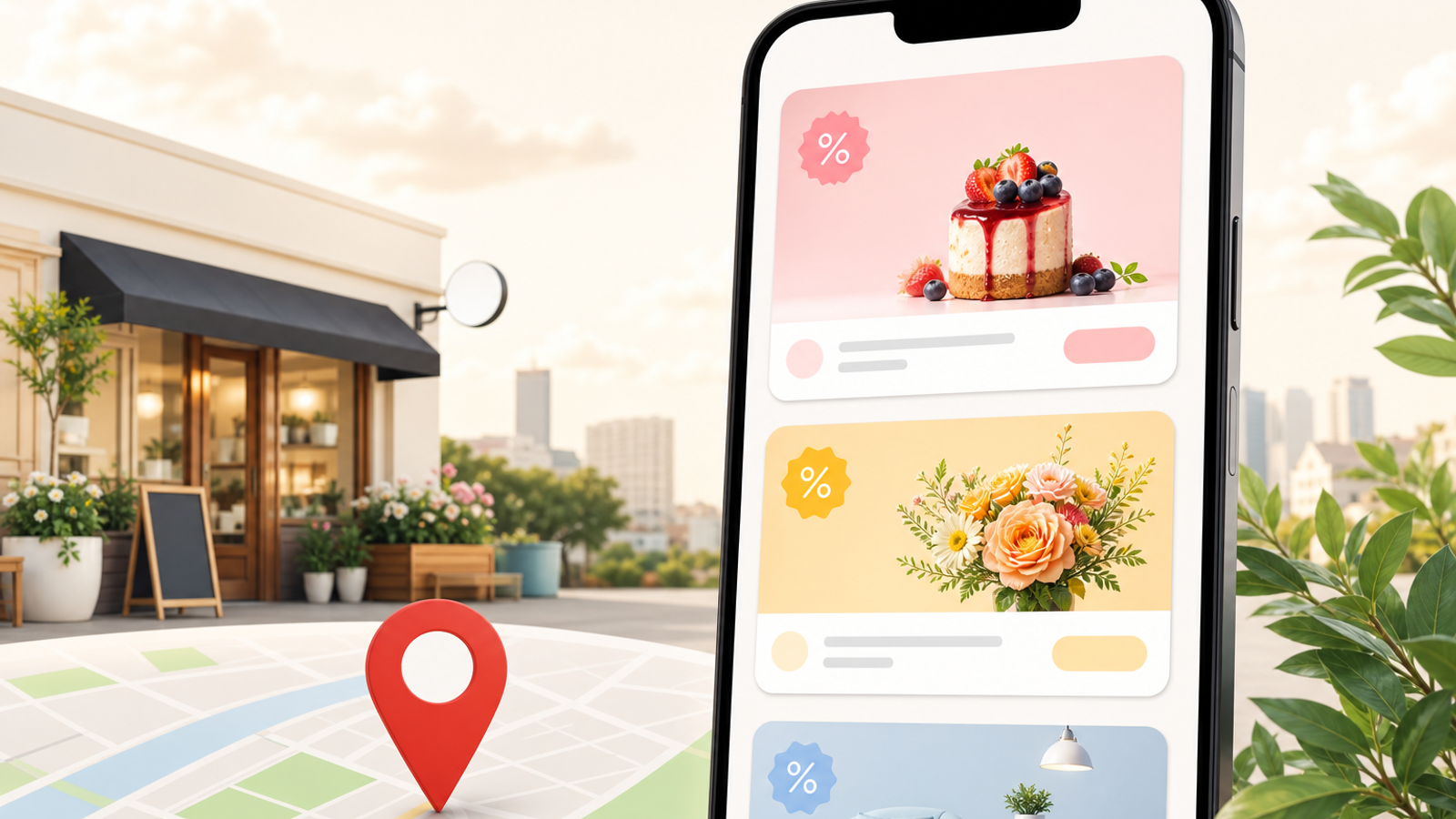 Google Business Profile posts on a phone for local offers