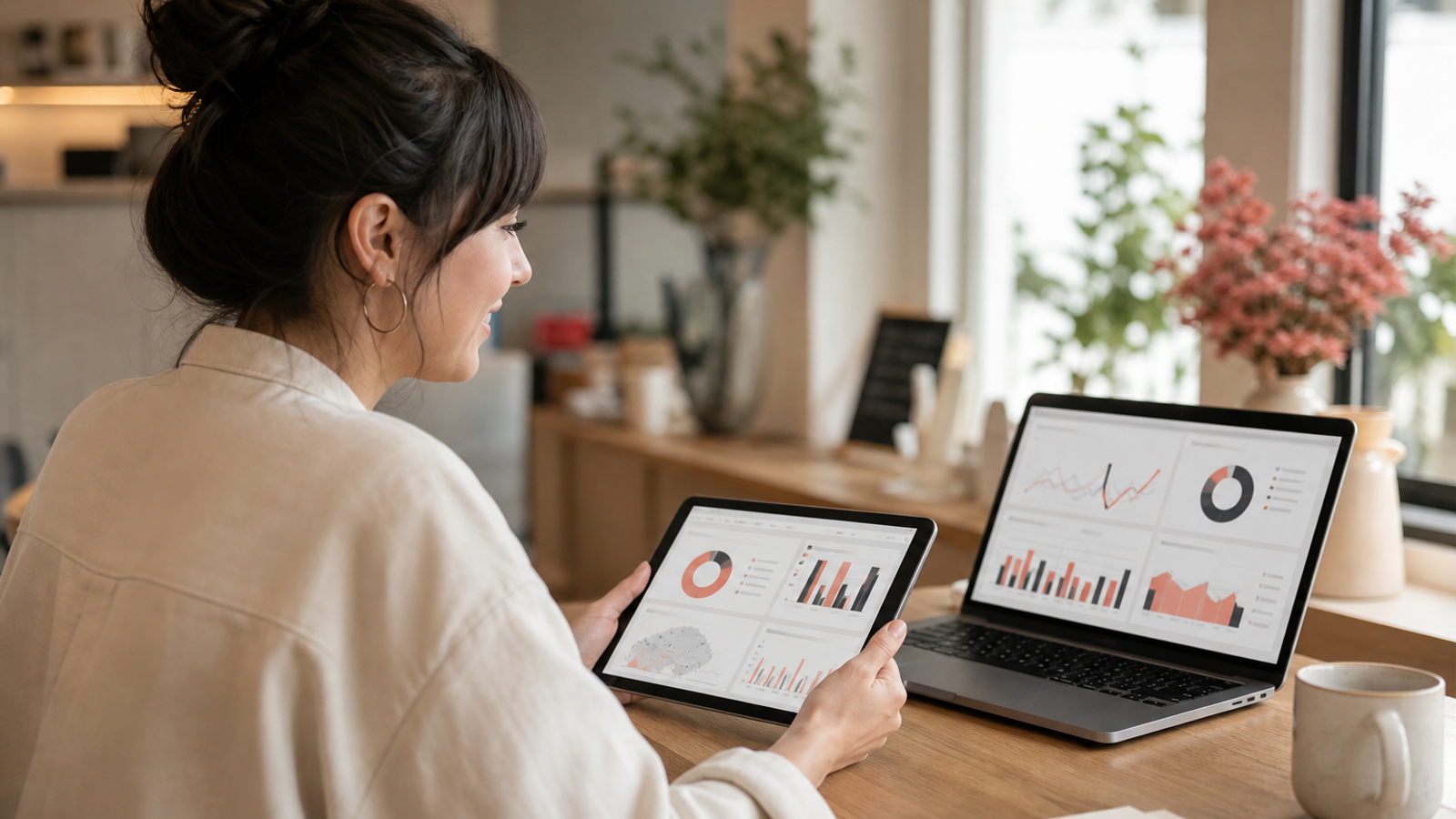 Small business owner reviewing local ads performance