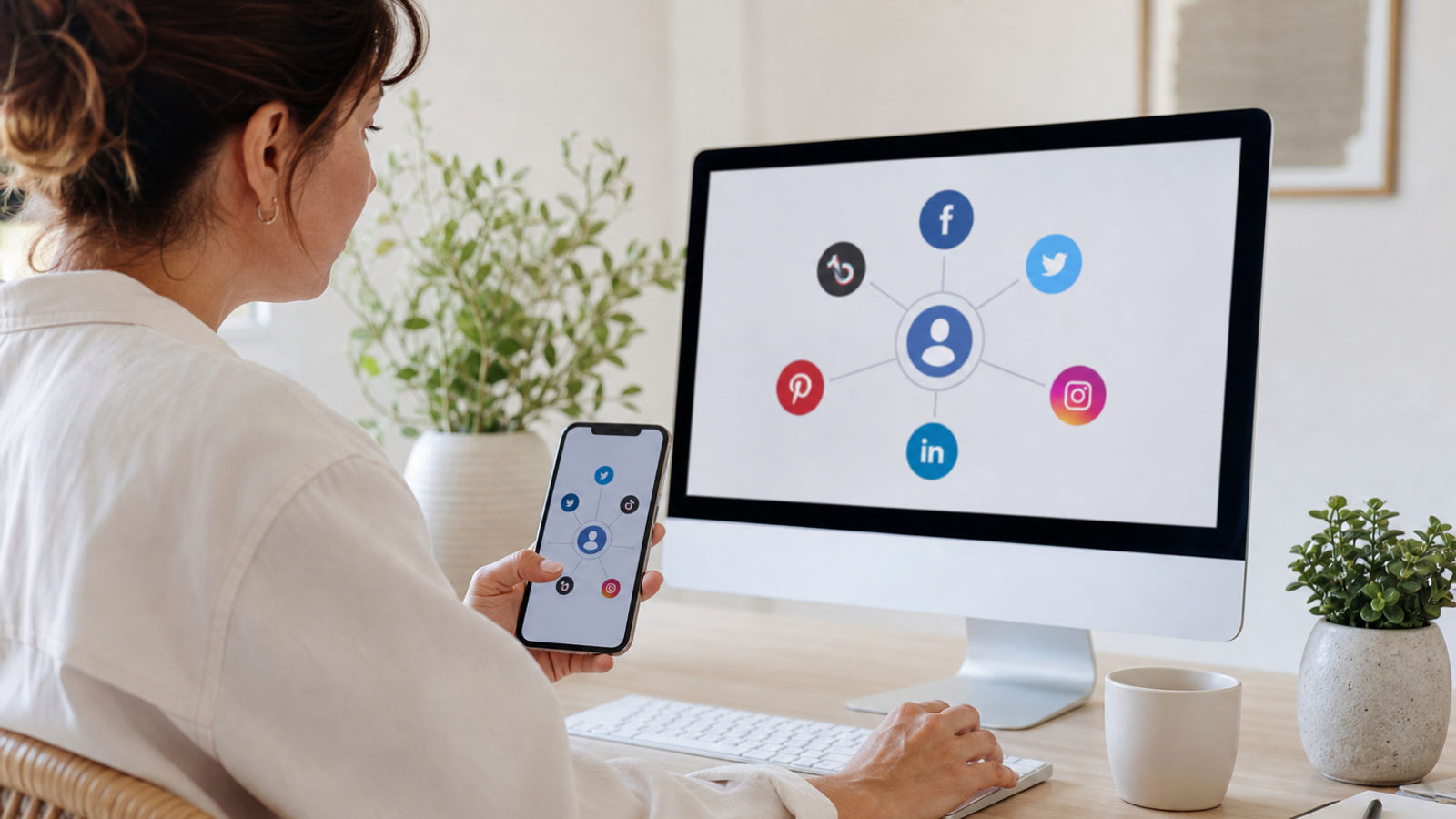 Business owner connecting social profiles for local listing