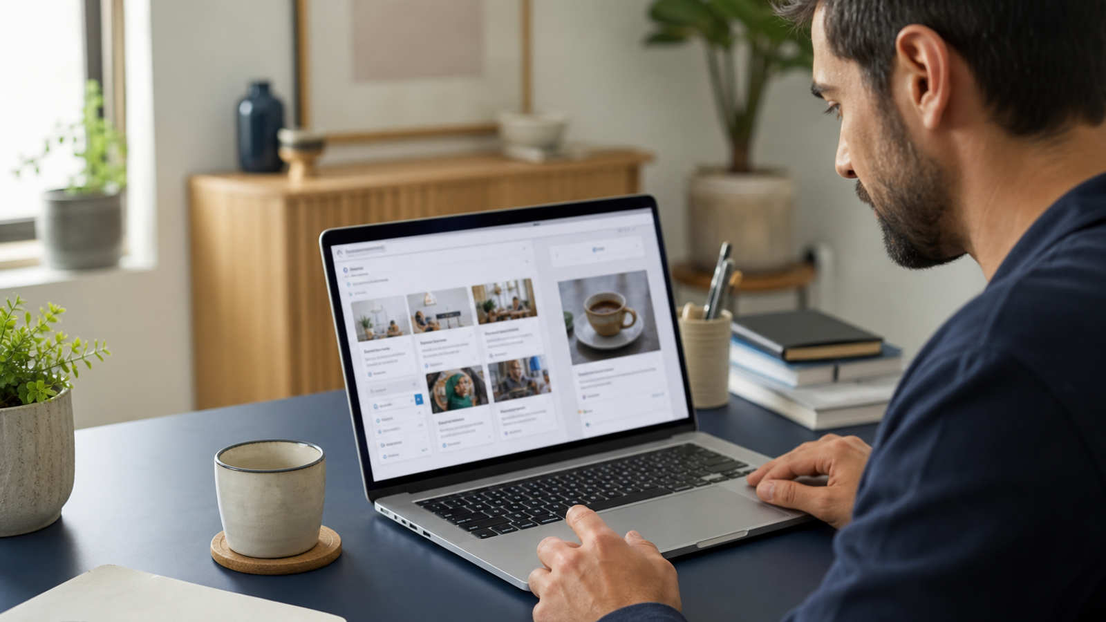 Specialist reviewing AI-drafted local SEO content before publishing