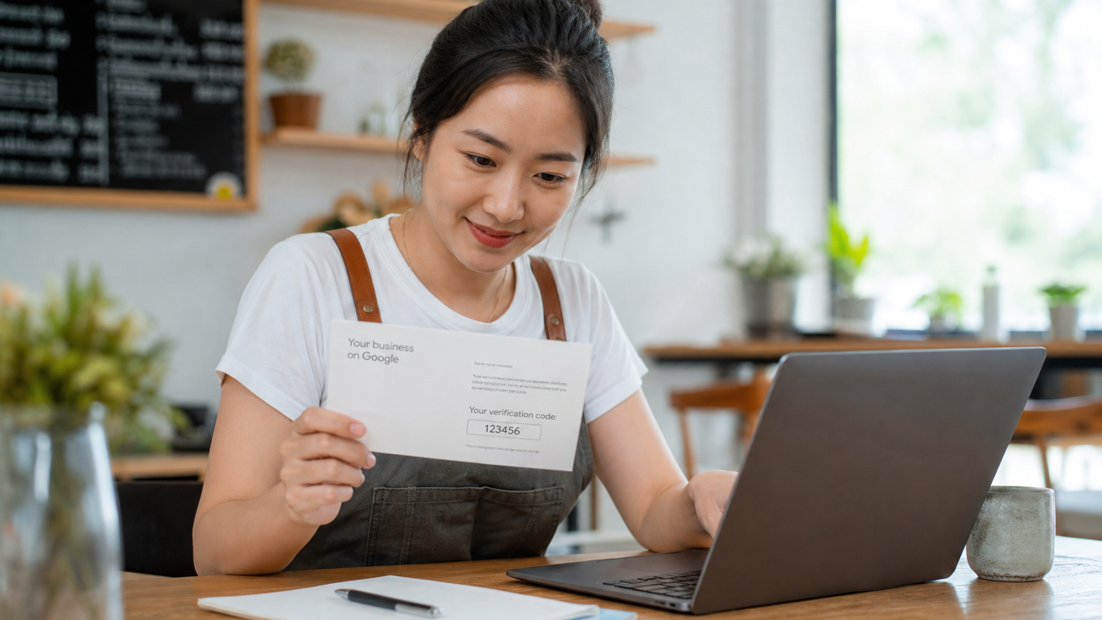 Business owner verifying a newly created Google Business Profile