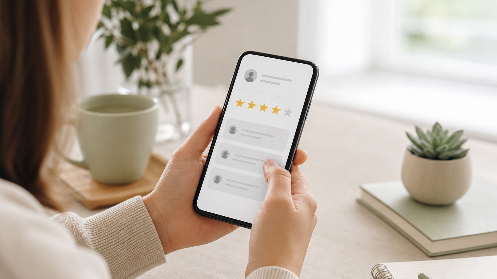 Person managing their own Google review on a smartphone