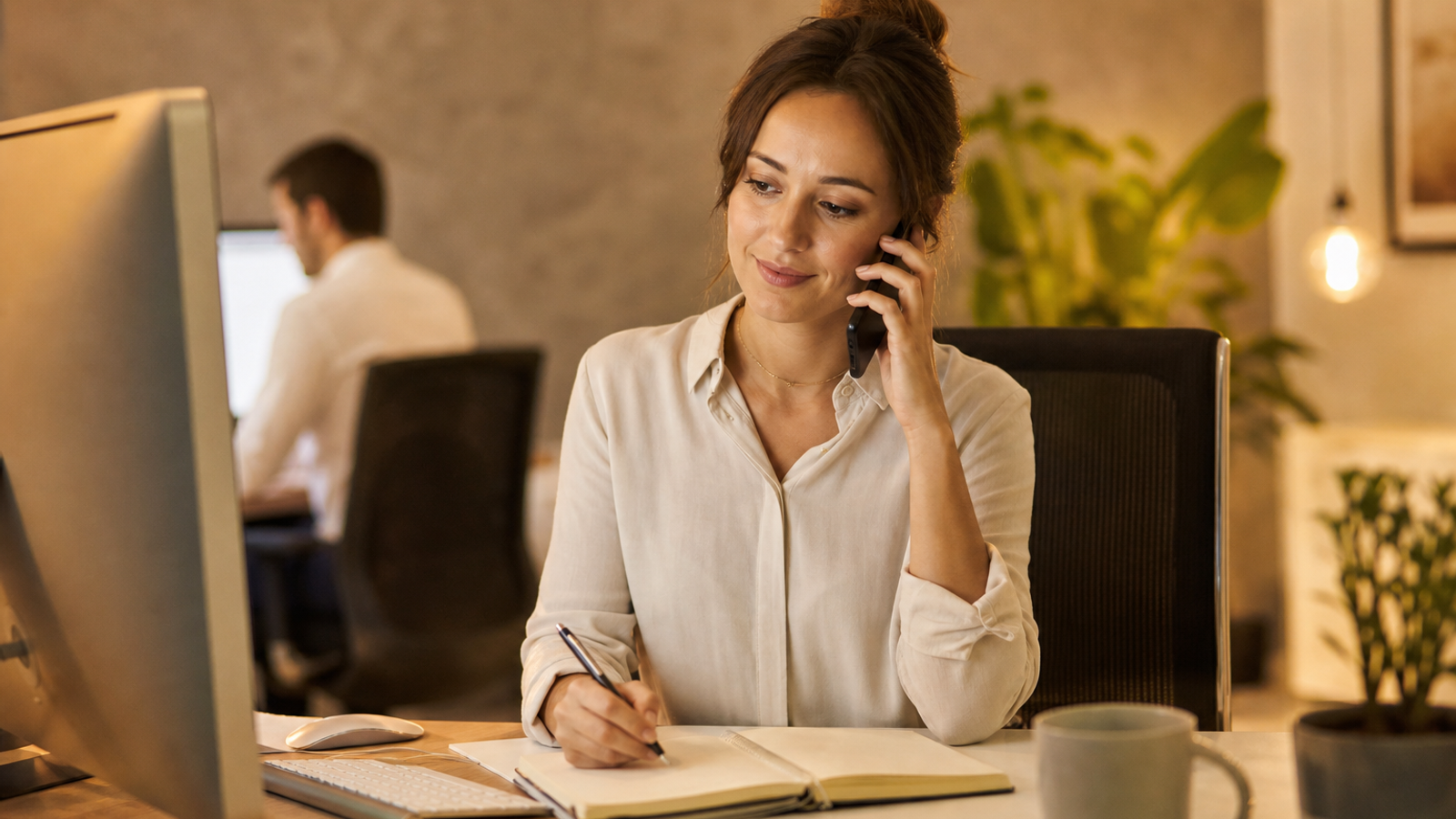 Agency rep qualifying a local SEO lead on a phone call
