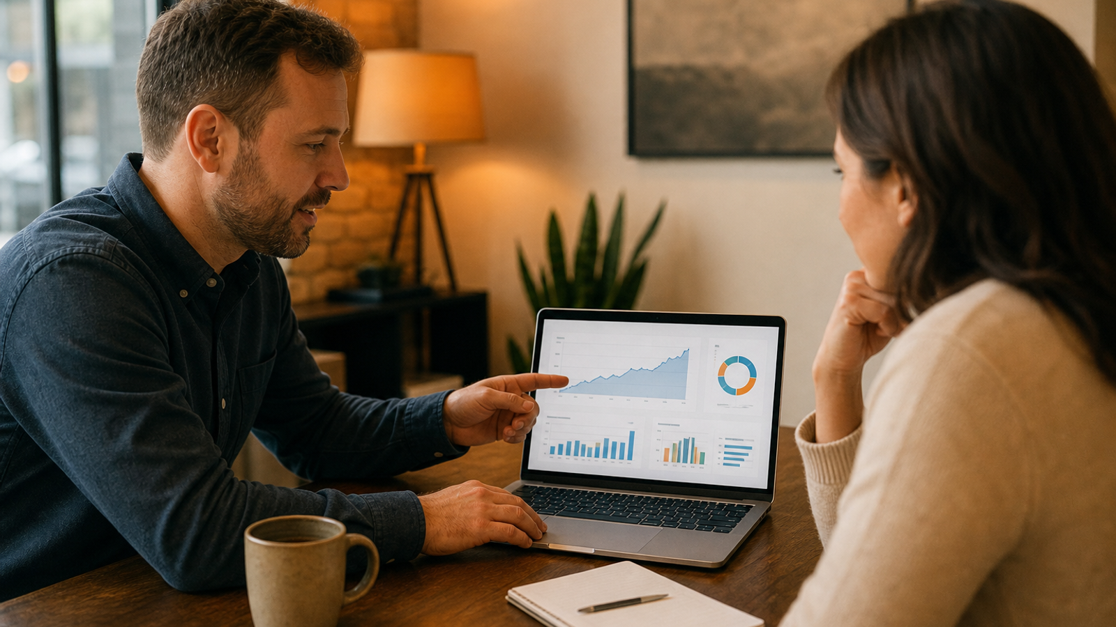 Consultant presenting a local SEO case study to a prospect