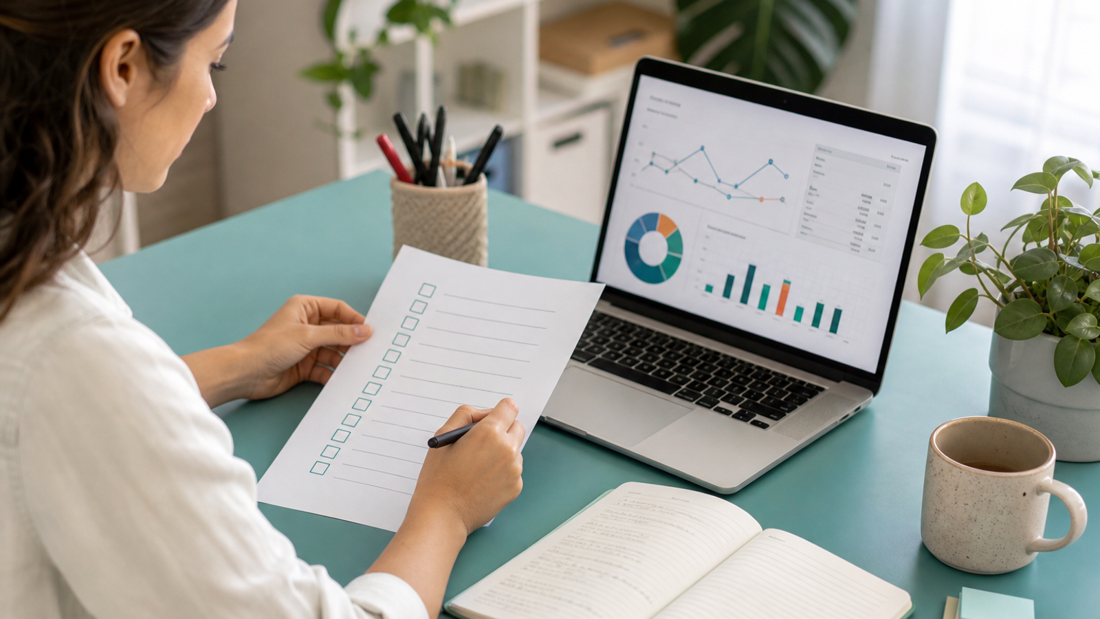 Marketer preparing a monthly local SEO client report