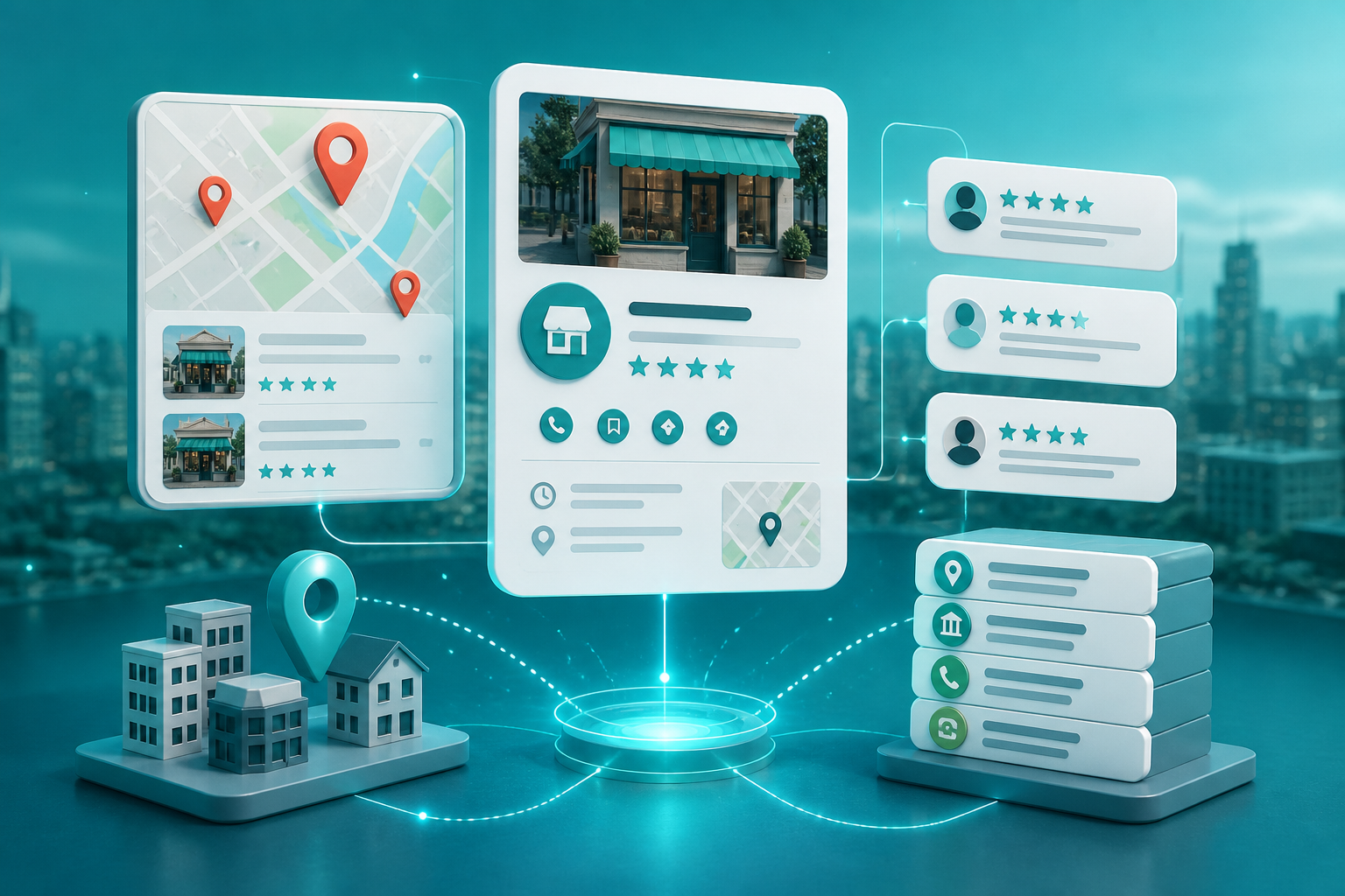 Local SEO strategy dashboard showing Google Maps rankings and business profile signals