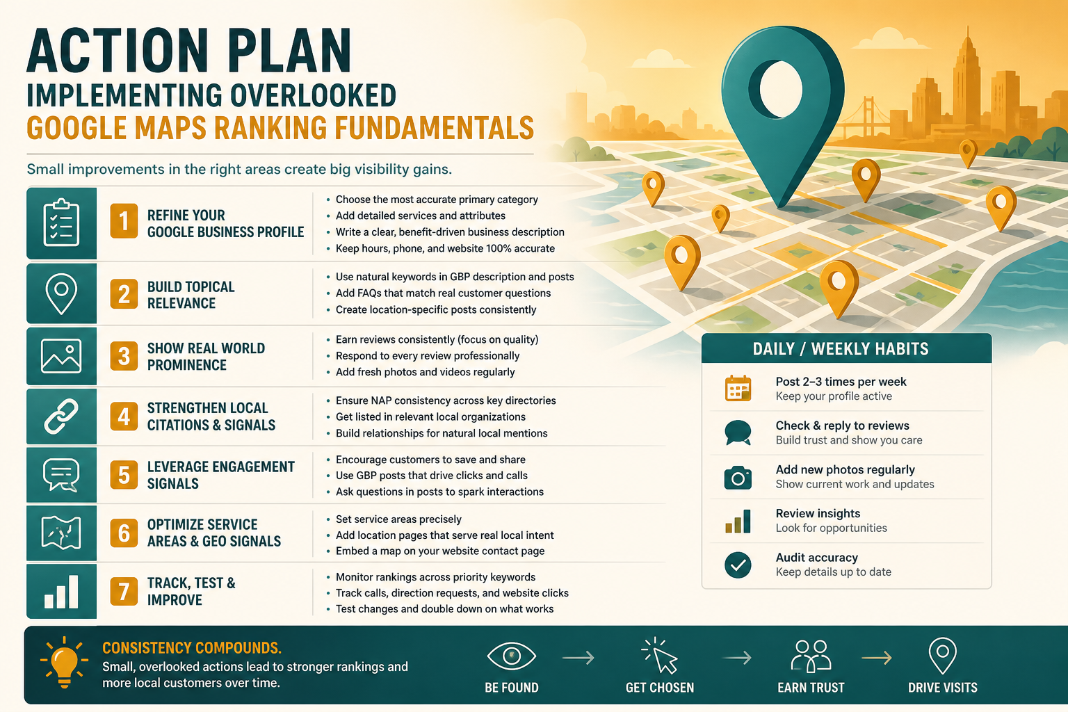 Business owner completing an action plan of overlooked Google Business Profile fundamentals