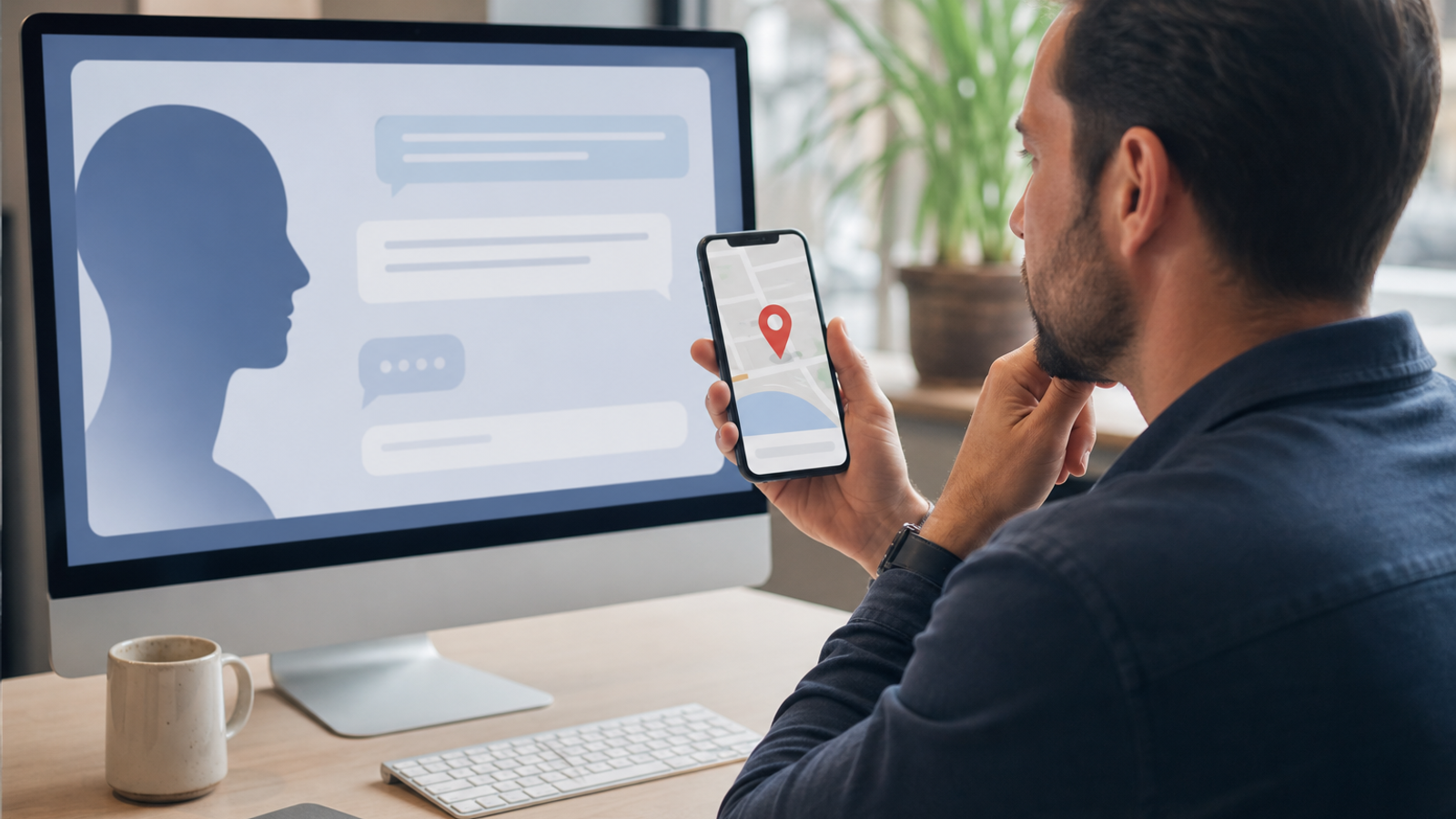 Marketer comparing AI chat search with local map discovery